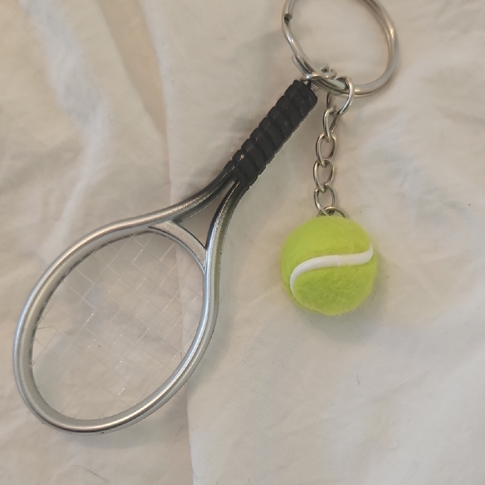 Tennis Racket Keychain with Ball